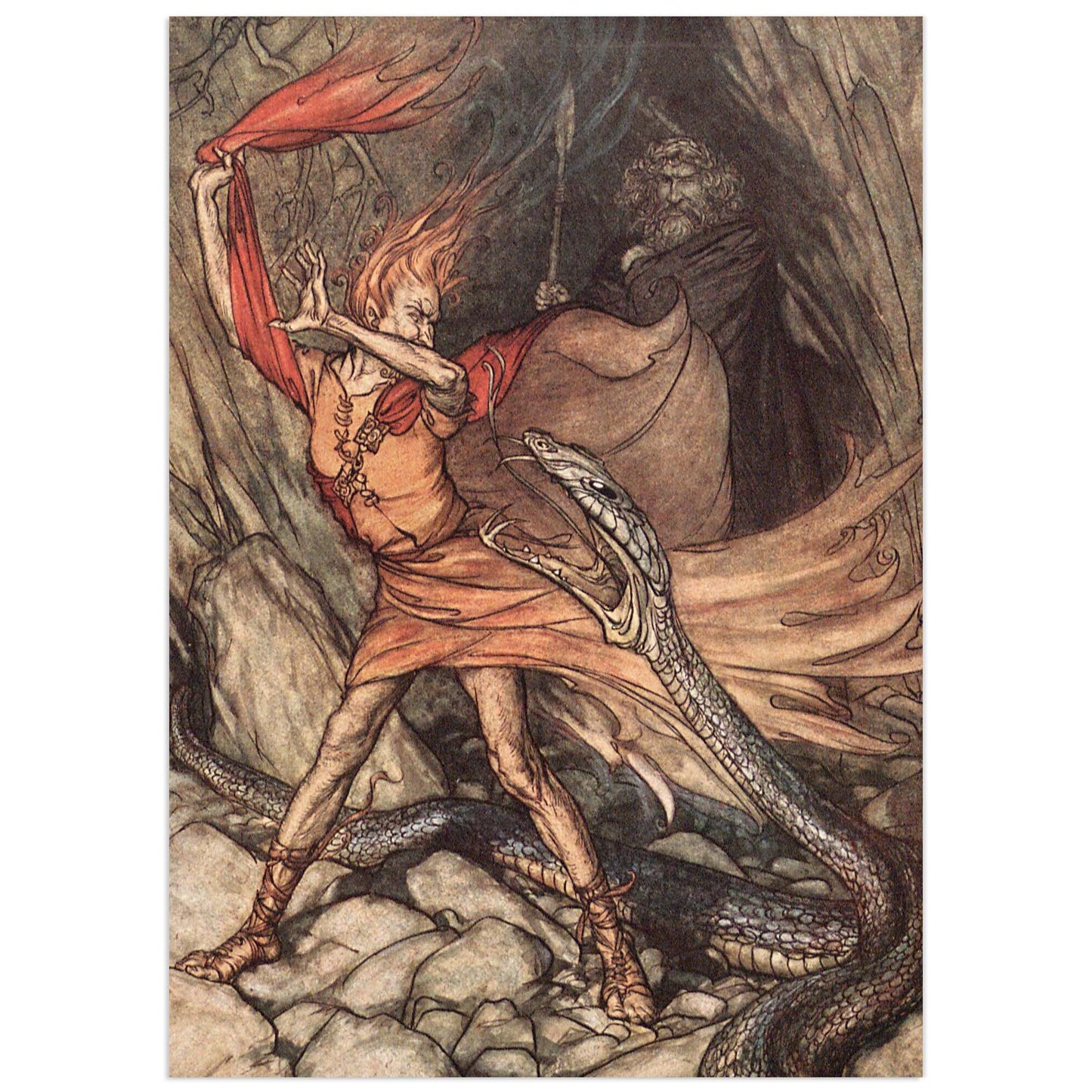 Loge and the snake Arthur Rackham