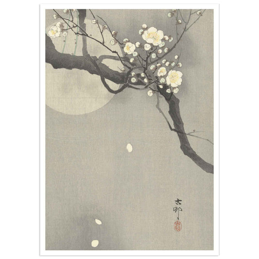 Affiche Ohara Koson Fleurs de prunier et pleine lune