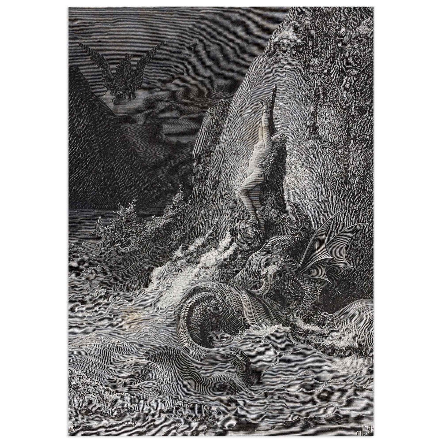 Captif et monstre marin, Gustave Doré