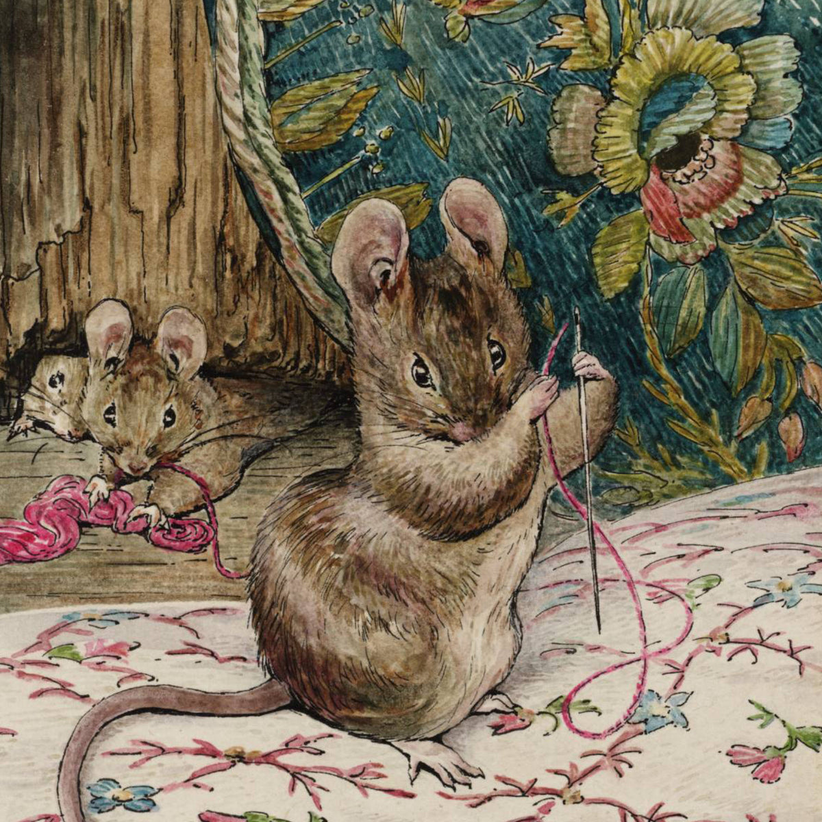 The Mice at Work: Threading the Needle — Beatrix Potter (The Tailor of Gloucester)
