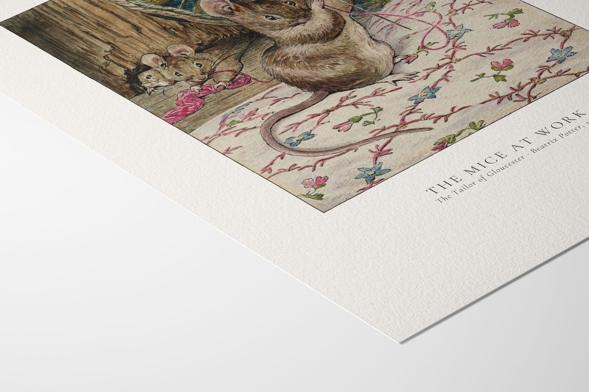 The Mice at Work: Threading the Needle — Beatrix Potter (The Tailor of Gloucester)