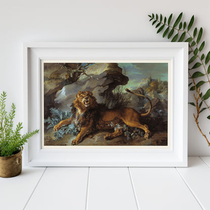 Affiche Jean-Baptiste Oudry "Le Lion et la mouche"