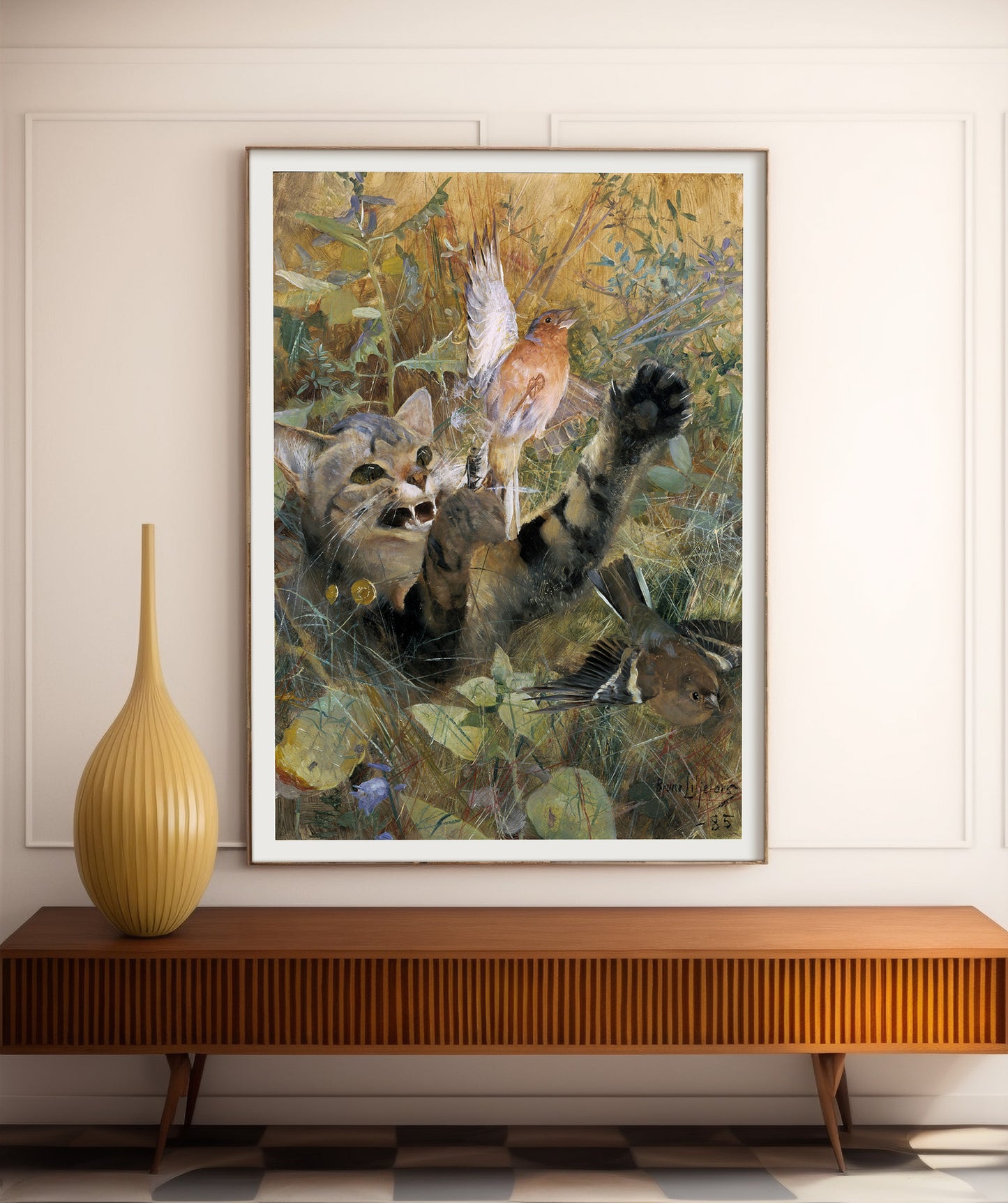Un chat et un pinson, de Bruno Liljefors