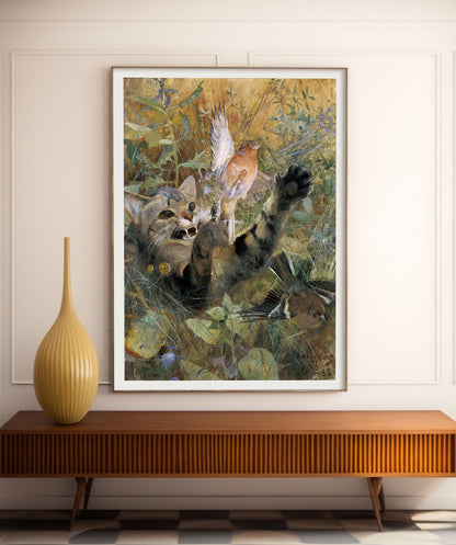 Un chat et un pinson, de Bruno Liljefors